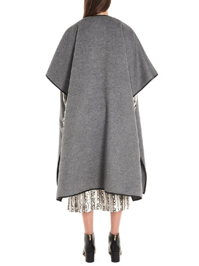 Shop Ferragamo Salvatore  Chain Trim Cape Coat In Grey