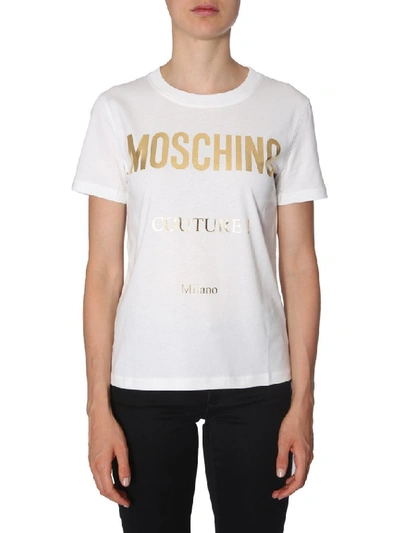 Shop Moschino Couture Logo Print Crewneck T In White