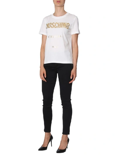 Shop Moschino Couture Logo Print Crewneck T In White