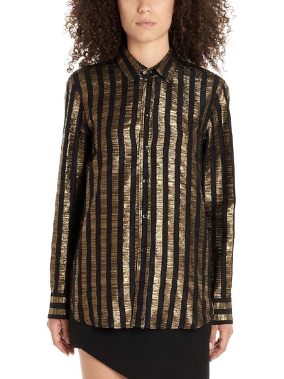 Shop Saint Laurent Metallic Striped Shirt In Multi