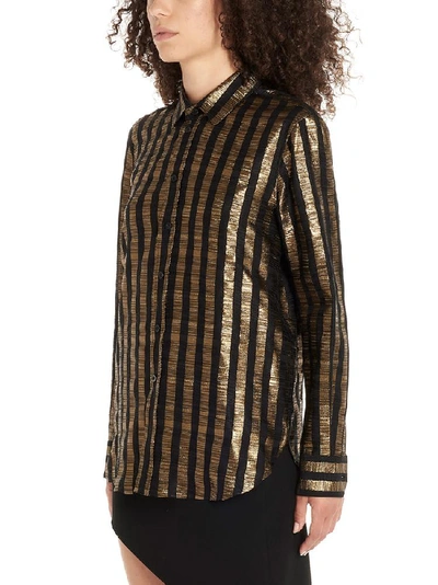 Shop Saint Laurent Metallic Striped Shirt In Multi