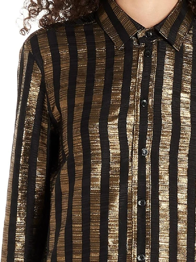 Shop Saint Laurent Metallic Striped Shirt In Multi