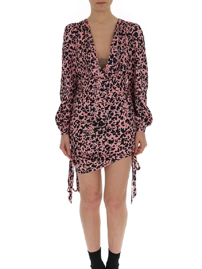Shop Laneus Leopard Print Rouched Mini Dress In Multi