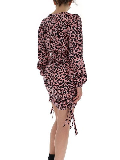 Shop Laneus Leopard Print Rouched Mini Dress In Multi