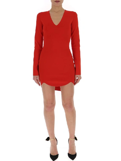 Shop Dsquared2 Fitted Asymmetric Mini Dress In Red