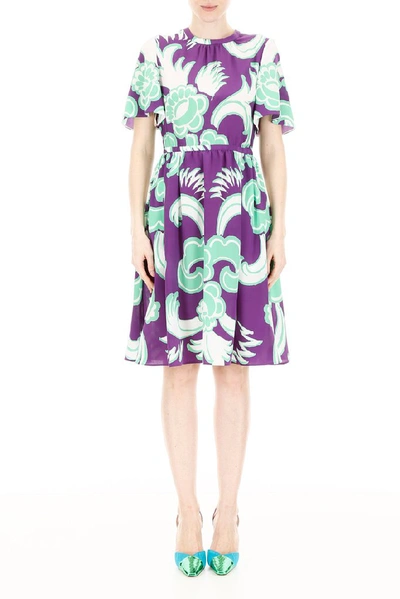 Shop Valentino Printed Midi Dress In Multi