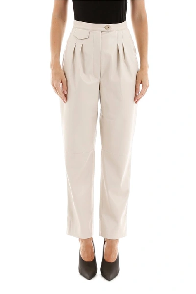 Shop Nanushka Mitsu Pleated Detail Trousers In White