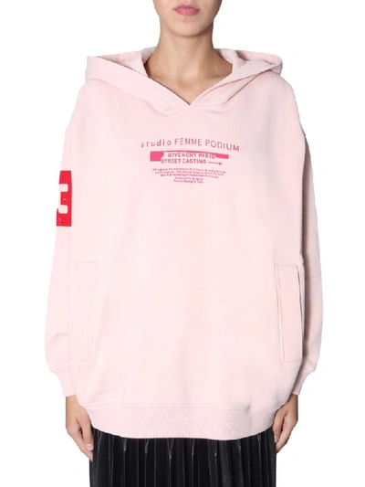 Shop Givenchy Logo Print Hoodie In Pink