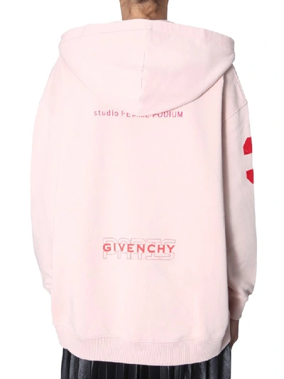 Shop Givenchy Logo Print Hoodie In Pink