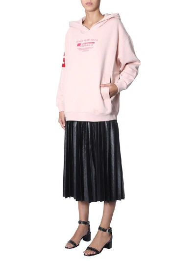 Shop Givenchy Logo Print Hoodie In Pink