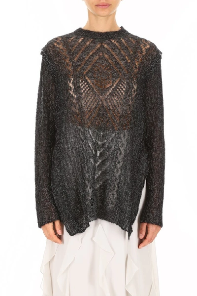Shop Red Valentino Perforated Knit Pullover In Black