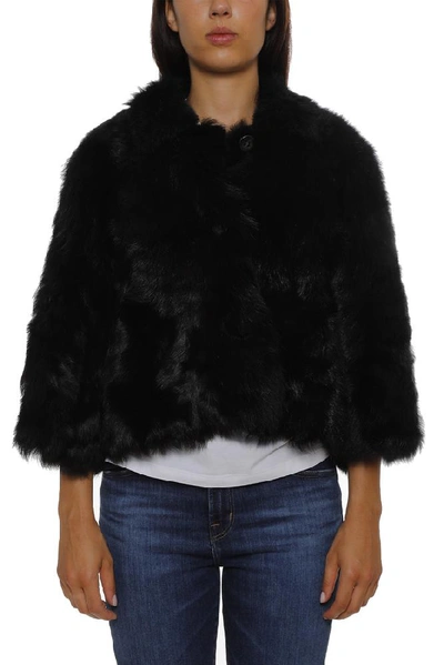 Shop Red Valentino Reversible Cropped Fur Jacket In Black