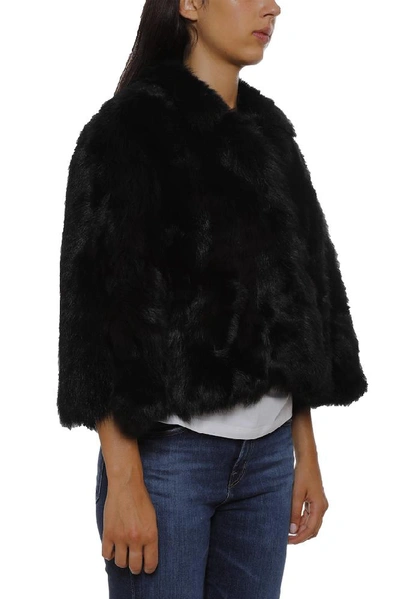 Shop Red Valentino Reversible Cropped Fur Jacket In Black