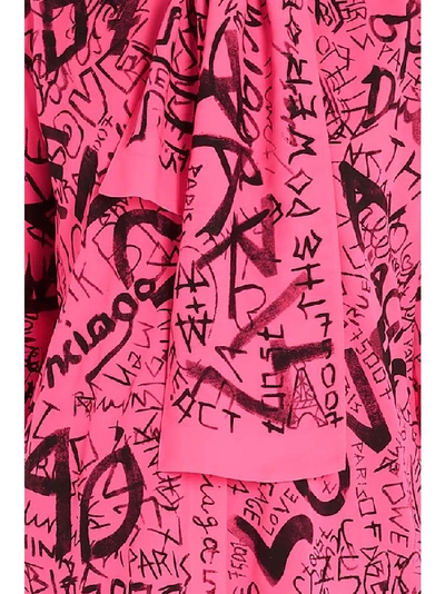 Shop Balenciaga Graffiti Printed Pussy Bow Blouse In Pink