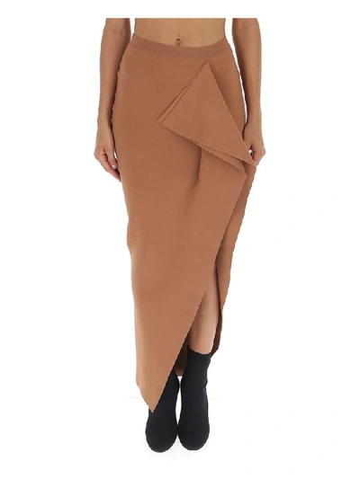 Shop Rick Owens Grace Draped Maxi Skirt In Brown