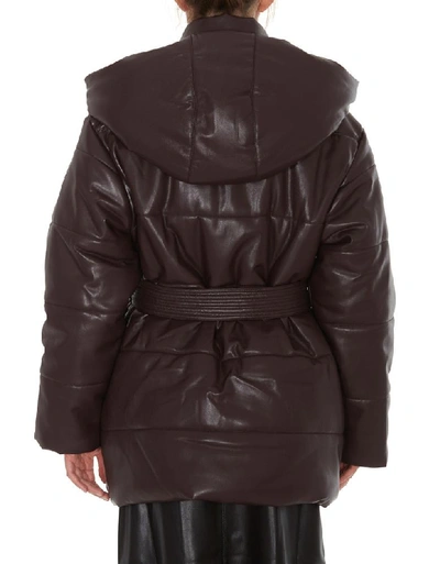 Shop Nanushka Belted Down Jacket In Purple