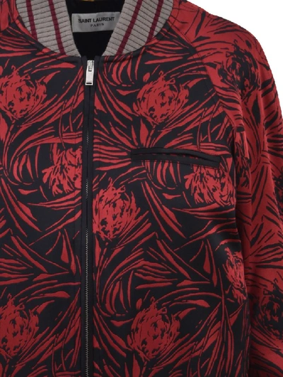 Shop Saint Laurent Slim Fit Bomber Jacket In Red