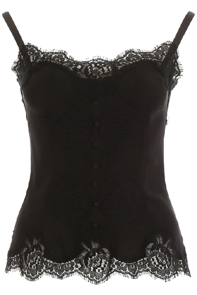 Shop Dolce & Gabbana Lace Detail Camisole In Black