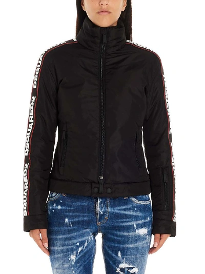 Shop Dsquared2 Logo Trim Ski Jacket In Black