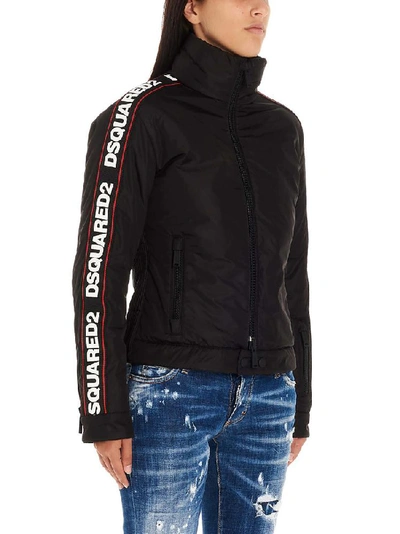 Shop Dsquared2 Logo Trim Ski Jacket In Black