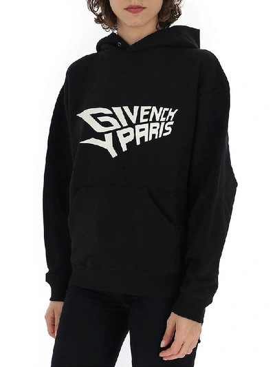 Shop Givenchy Logo Hoodie In Black