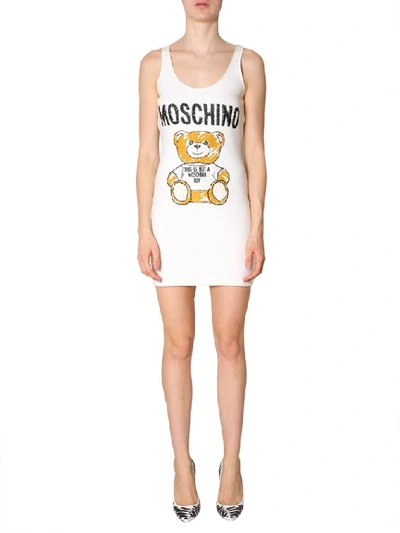 Shop Moschino Teddy Mini Dress In White