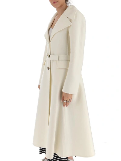 Shop Valentino V Belted Midi Single Breasted Coat In White