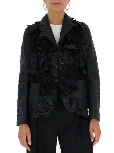 Shop Comme Des Garçons Comme Des Garçons Ruffle Stitched Blazer In Black