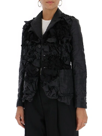 Shop Comme Des Garçons Comme Des Garçons Ruffle Stitched Blazer In Black