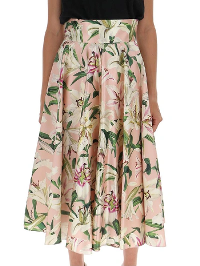 Shop Dolce & Gabbana Floral Print Midi Skirt In Pink
