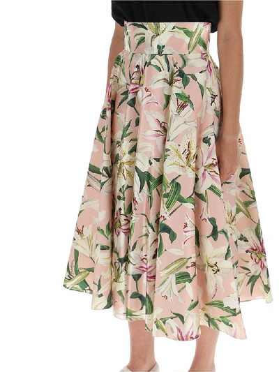 Shop Dolce & Gabbana Floral Print Midi Skirt In Pink