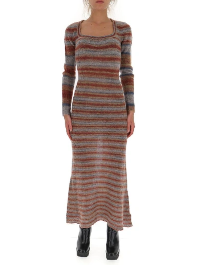 Shop Jacquemus Striped Flared Maxi Dress In Black