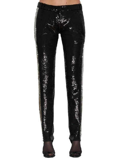 Shop Balmain Sequin Trousers In Black