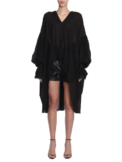 Shop Saint Laurent Peasant Oversized Blouse In Black