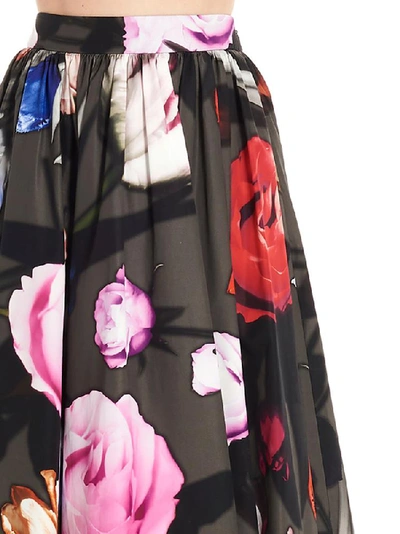 Shop Prada Floral Print Midi Skirt In Multi