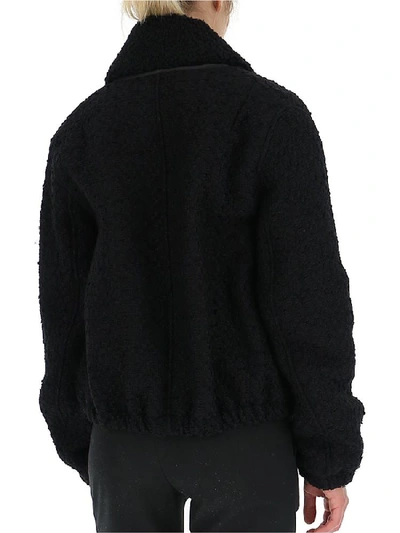 Shop Helmut Lang Tweed Bomber Jacket In Black