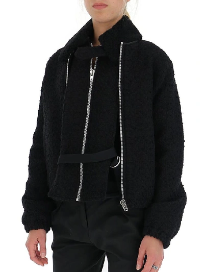 Shop Helmut Lang Tweed Bomber Jacket In Black