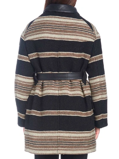 Shop Isabel Marant Hilda Belted Stripe Coat In Multicolor