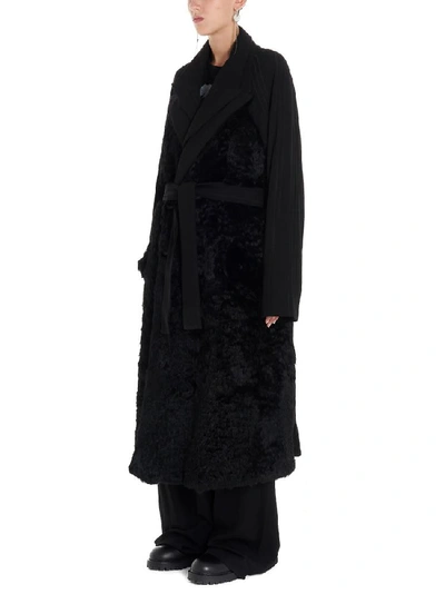 Shop Ann Demeulemeester Belted Trench Coat In Black