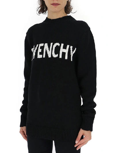 Shop Givenchy Logo Knitted Jumper In Black