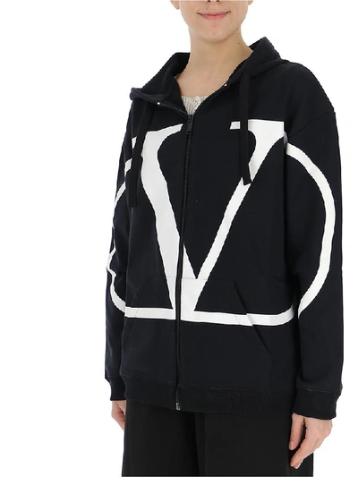 Shop Valentino Logo Print Hoodie In Multi