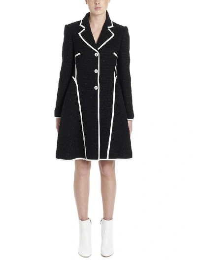 Shop Boutique Moschino Contrasting Piping Tweed Coat In Multi