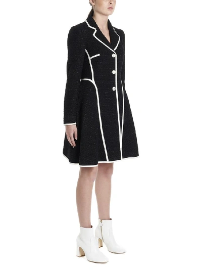 Shop Boutique Moschino Contrasting Piping Tweed Coat In Multi