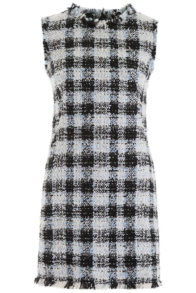 Shop Alexander Mcqueen Checked Tweed Mini Dress In Multi