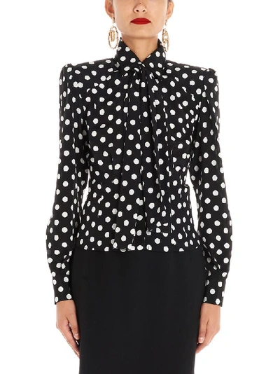 Shop Dolce & Gabbana Polka Dot Printed Pussybow Blouse In Multi