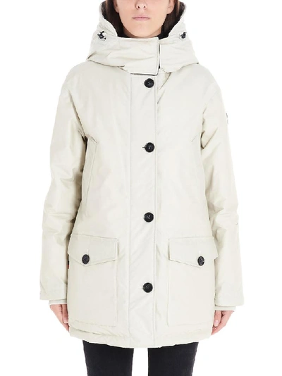 Shop Woolrich Checked Hooded Reversible Parka In White