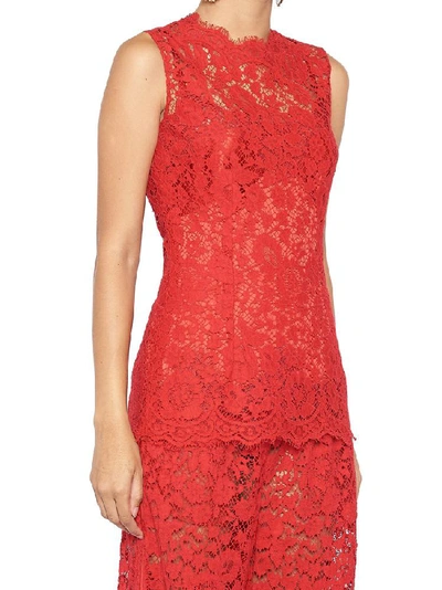 Shop Dolce & Gabbana Lace Sleeveless Top In Red