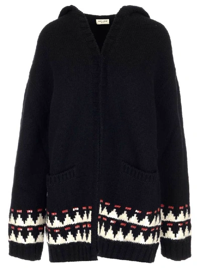 Shop Saint Laurent Sequin Embellished Cardigan In Black