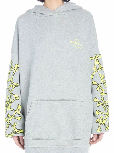 Shop Amiri Bones Oversized Hoodie In Grey