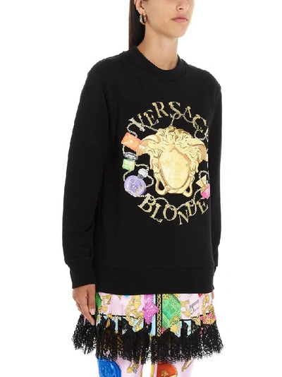 Shop Versace Medusa Head Logo Print Sweatshirt In Black